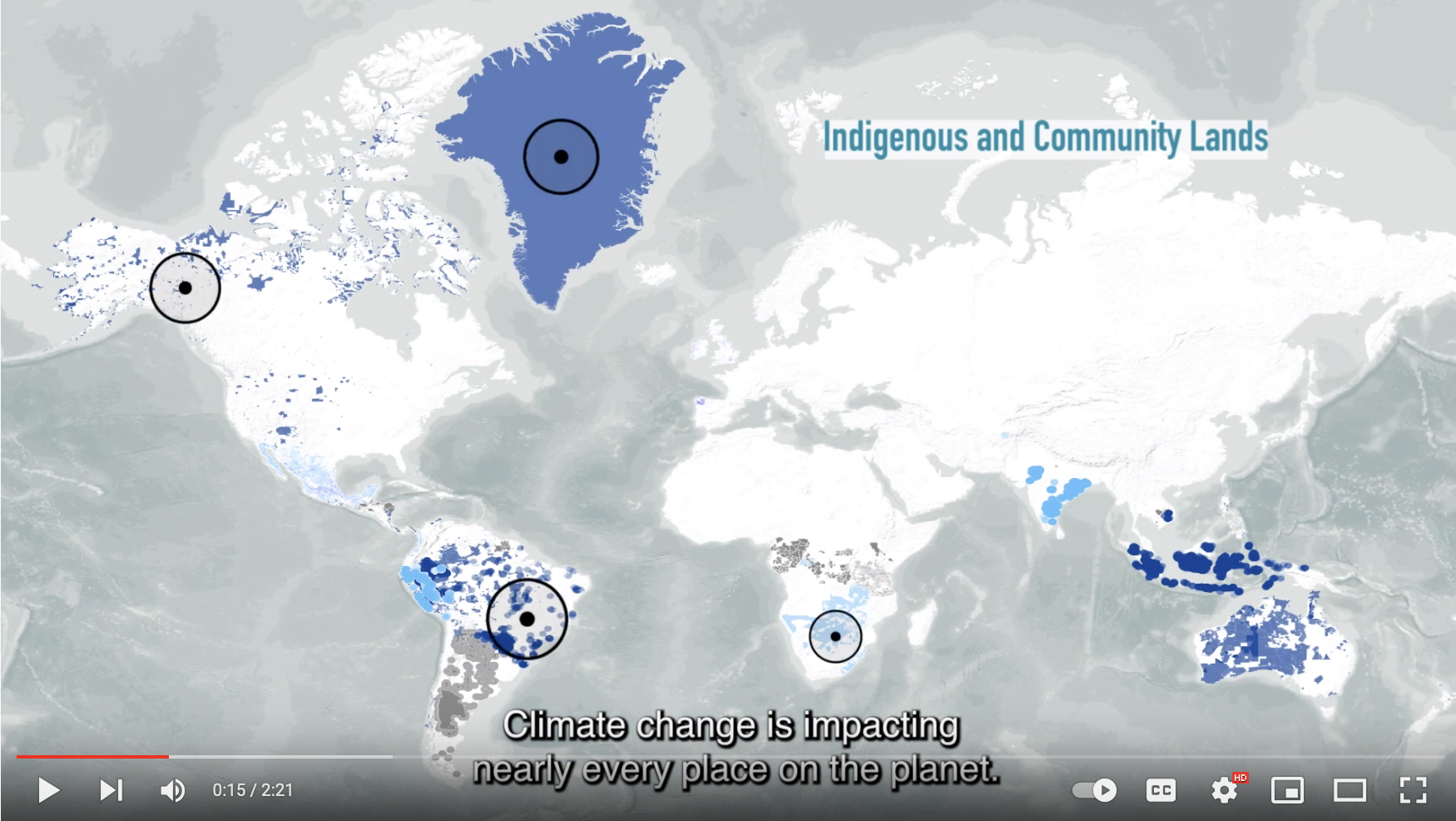 Video still: world map showing communications affected by climate chabge 