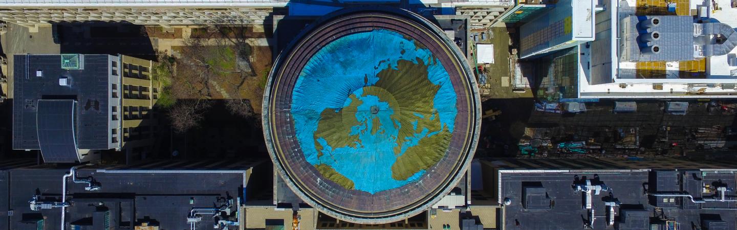 To celebrate Earth Day 2017, MIT students decorated the Great Dome to look like a globe.