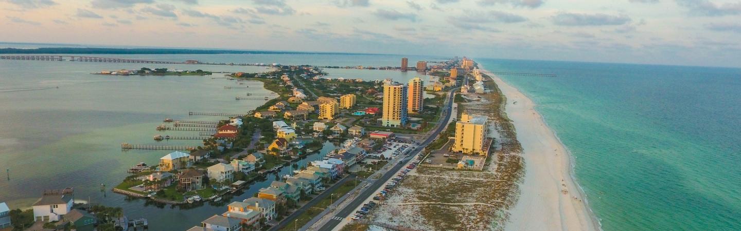 peninsula with buildings