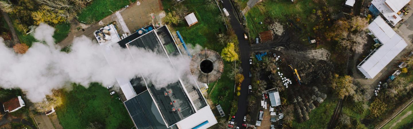 overhead view of a factory