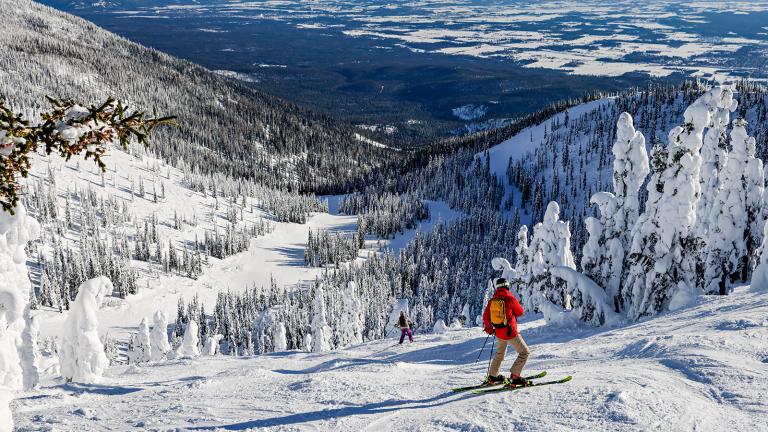 A bluebird day on Big Mountain at Whitefish Mountain Resort. 