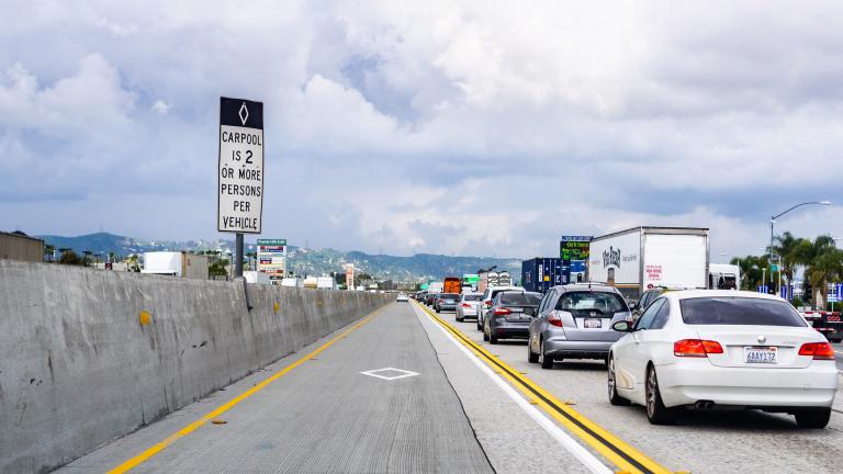 traffic on a highway with an express HOV lane