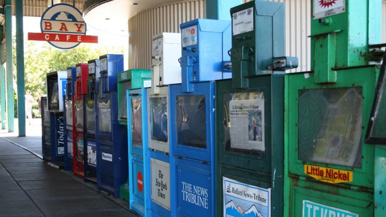 Row of Newspaper Vending Machines in Seattle, Washington