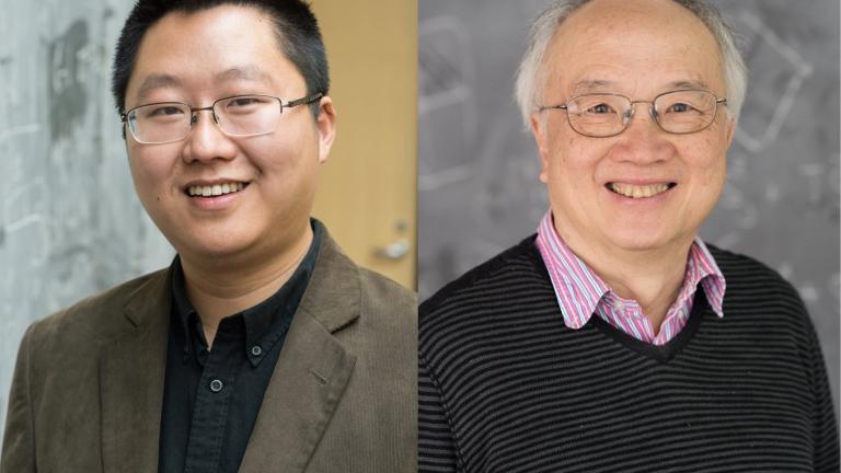 Condensed matter theory professors of physics Liang Fu (left) and Patrick Lee are the recipients of the inaugural Larkin Awards in Theoretical Physics.