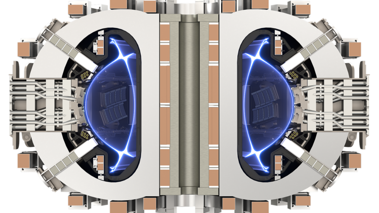 A rendering of the SPARC fusion tokamak, which is being developed as part of a research collaboration between the Plasma Science and Fusion Center and Commonwealth Fusion Systems.  