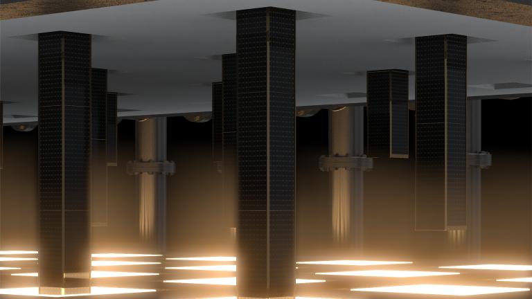 In Fourth Power’s thermal battery, thermophotovoltaic (TPV) power sticks can be moved in and out of the light, which allows the system to respond quickly and flexibly to grid needs.