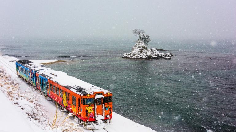 Episodes of heavy snowfall and rain likely contributed to a swarm of earthquakes over the past several years in northern Japan, MIT researchers find. Their study is the first to show climate conditions could initiate some quakes. Pictured is a scene from Japan’s Noto Peninsula.