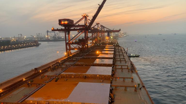 Pictured here is the Hedwig Oldendorff vessel at the Port of Taicang, China, prior to the start of the emission monitoring voyage.