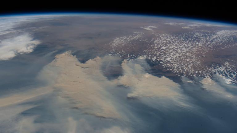 Smoke from bushfires blankets the southeast coastline of Australia during the wildfires in 2020.