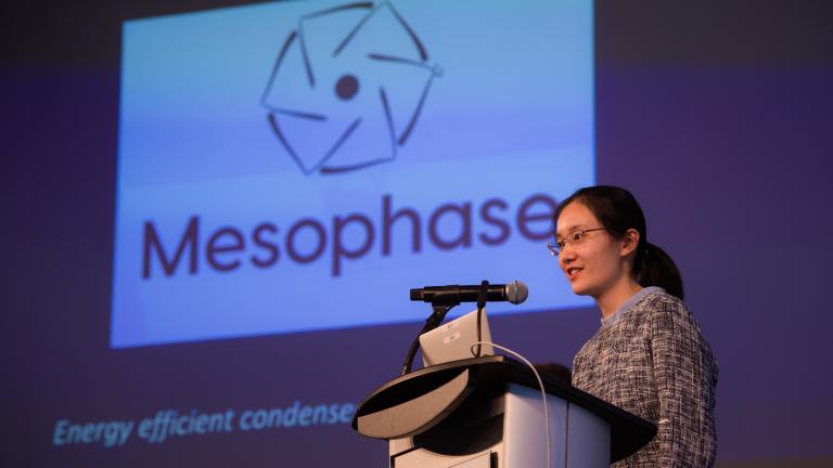 The winner of this year’s MIT Water Innovation Prize, Mesophase, has developed a surface coating designed to improve the efficiency of condensers used in power plants around the world. “When compared to what’s on the market, we believe you’ll see a record performance in terms of both heat transfer and lifetime,” says Yajing Zhao SM’18.