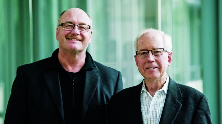 Photo: John Reilly and Ronald Prinn, MIT Joint Program Co-Directors (Photo by Sarah Bastille)