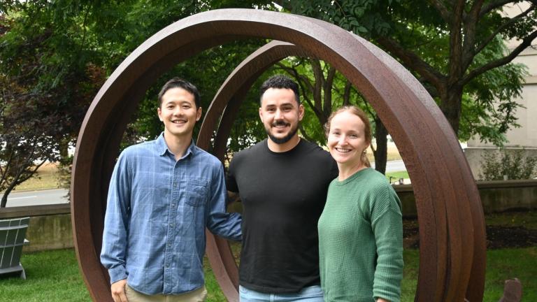 Left to right: MITEC's co-presidents Thomas Lee, Laurențiu Anton, and Rosie Keller