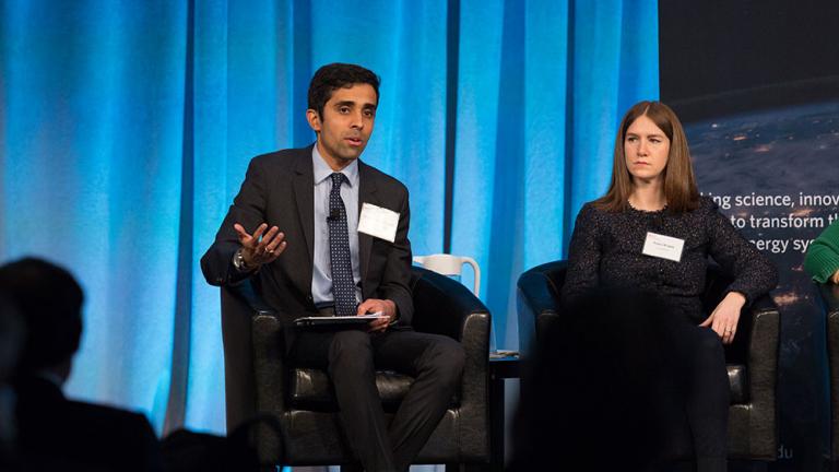 Dharik Mallapragada, a research scientist at MITEI, speaks about hydrogen at MITEI’s 2019 Annual Research Conference, which was focused on driving deep decarbonization.
