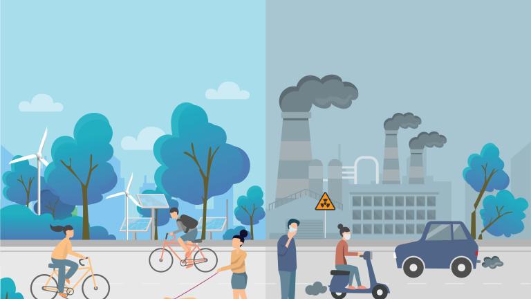 MIT researchers found that industry’s actions to shrink their carbon footprint — like buying renewable electricity or reducing air travel — can both cut CO₂ emissions but have very different impacts on overall air quality.