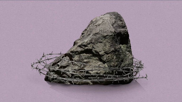 barbed wire around a mineral