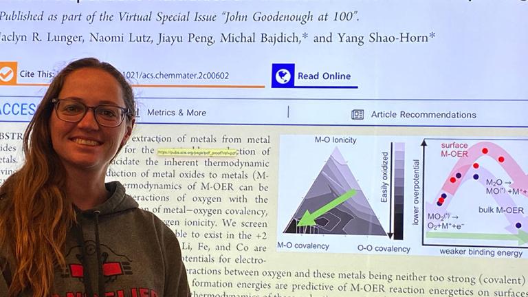 Jaclyn Lunger is first author of a paper detailing the reactions — at the atomic level — behind an eco-friendly way to produce metals.