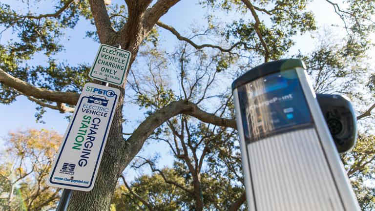Electric vehicle charging station in St. Petersburg, Florida