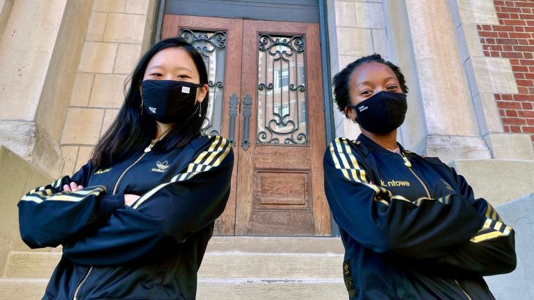 Jeana Choi (left) and Koumani Ntowe lead the MIT Society of Women Engineers as co-presidents.