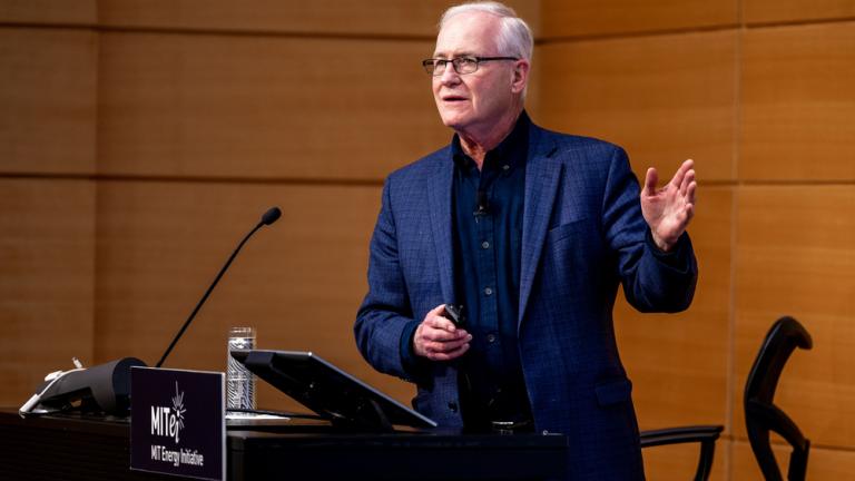 At the MIT Energy Initiative’s Earth Day Colloquium, Massachusetts state Senator Mike Barrett discussed Massachusetts’s ambitious 2030 goals for cutting carbon dioxide emissions and the challenges the state has faced in meeting those goals.