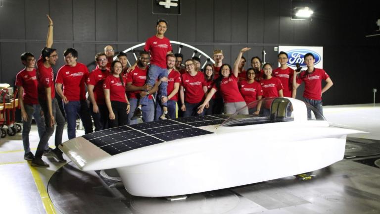 Francis Wang ’21, MEng ’22 (center) is captain of the Solar Electric Vehicle Team.