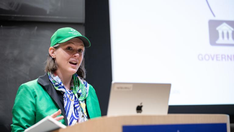 At a recent MITEI seminar, Georgina Flatter Campbell, CEO of Greentown Labs, highlighted universities as crucial supportive ecosystems within the entrepreneurship landscape, and discussed her time in MIT's Technology and Policy Program. 