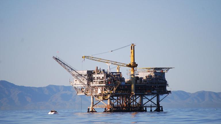 An oil rig in the Santa Barbara Channel