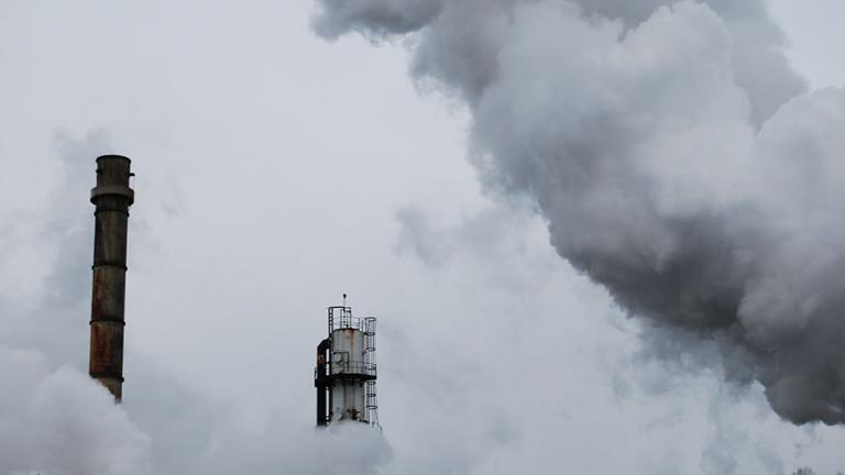 Cement, iron and steel, and chemicals account for about 20 percent of global CO2 emissions. Emissions from these industries are notoriously difficult to abate because, in addition to emissions associated with energy use, a significant portion of industrial emissions come from the process itself. Pictured here is a steel mill in Pennsylvania.
