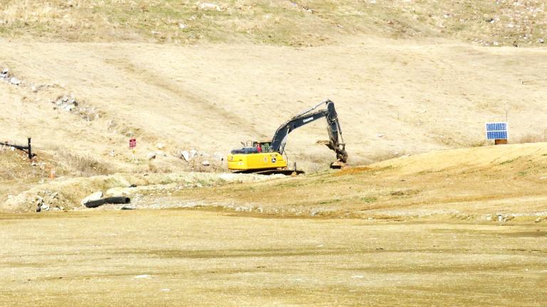 Earthmoving equipment on a landfill site