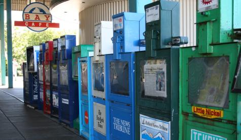 Row of Newspaper Vending Machines in Seattle, Washington