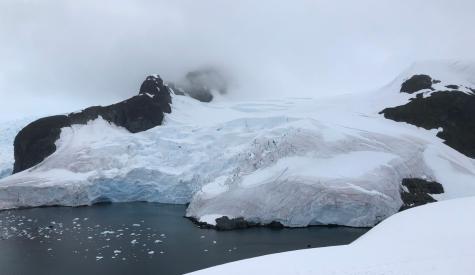 Glacier breaking off into ocean
