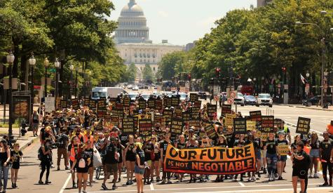 Climate protestors marching on capital hill