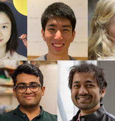 Top row, left to right:  Linzixuan (Rhoda) Zhang, James Zhang, and Katharina Fransen. Bottom row, left to right: Aditya Ghodgaonkar and Devashish Gokhale.