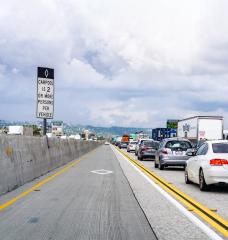 traffic on a highway with an express HOV lane