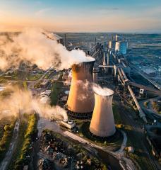 Aerial view of Steel Plant Industry in Scunthorpe, UK