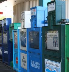 Row of Newspaper Vending Machines in Seattle, Washington