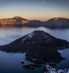 Wizard Island sits in the caldera of Crater  Lake on Oct. 16, 2021.