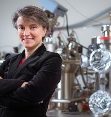 MIT Professor Bilge Yildiz in her lab at MIT. The Rahmi M. Koç Medal of Science is the first award Yildiz has received from her home country, Turkey. 