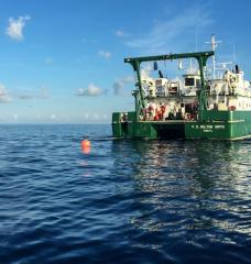 Researchers from NOAA and University of Miami use the F.G. Walton Smith, a 96-foot vessel, for quarterly voyages to take current readings in the Florida Straits.