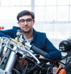 MIT graduate student Adi Mehrotra ’22 is working on sustainable solutions in vehicle design, including a hydrogen-powered motorcycle.