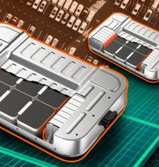 An MIT study shows that electrical vehicle batteries could have a useful and profitable second life as backup storage for grid-scale solar photovoltaic installations, where they could perform for more than a decade in this less demanding role. This image shows a ‘cut-away’ view of a lithium-ion battery over a background of cars and solar panels. 