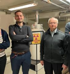 An MIT team demonstrated a new way to detect radiation that could allow much cheaper detectors and a plethora of new applications. Left to right: Jennifer Rupp, Thomas Defferriere, Harry Tuller, and Ju Li.