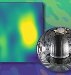 A team of researchers has demonstrated the use of computer vision models to monitor turbulent structures, known as "blobs," that appear on the edge of the super-hot fuel used in controlled-nuclear-fusion research. The super-hot fuel, or plasma, is held inside a tokamak device (right photo). On the left, a "blob" highlighted in yellow is shown in a synthetic image.