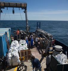 Scientists boarded the research vessel Sally Ride, and sailed off the coast of San Diego to study the dynamics of sediment plumes pumped into the ocean. 