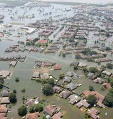 Flooded neighborhood after Hurricane Harvey