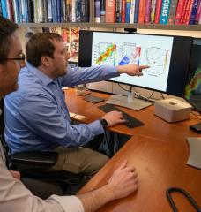 Mark Veillette (left) and James Kurdzo compiled TorNet, an open-source dataset containing thousands of radar images depicting tornadoes and other severe storms. The dataset can serve as a benchmark for researchers to develop tornado-detecting AI algorithms.  