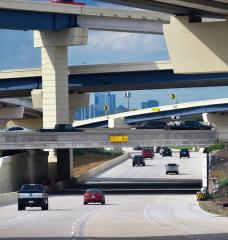 IH610 in Texas, pictured here, offers an example of concrete pavements. Pavements are one of many applications for concrete.