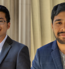 Jonathan Bessette (left) received the Rasikbhai L. Meswani Fellowship for Water Solutions and Akash Ball received the 2024-25 J-WAFS Graduate Student Fellowship for Water and Food Solutions.