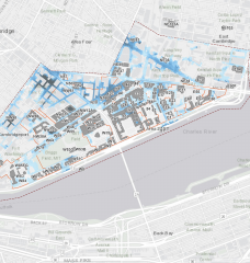The Climate Resiliency dashboard enables the MIT community to understand projected potential risk to the campus from flooding and heat (heat to be added in 2021) under both today's climate and a future changed climate.