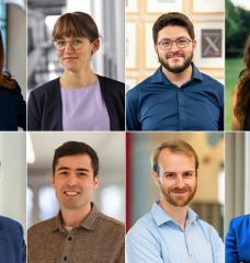 Top row, left to right: Masha Folk, Sophia Henneberg, Omar Khattab, and Tania Lopez Silva. Bottom row, left to right: Ethan Peterson, Daniel Varon, Dean Price, and Raphael Zufferey.