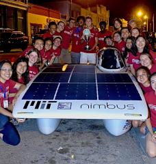 The MIT Solar Electric Vehicle Team with Nimbus after winning the American Solar Challenge